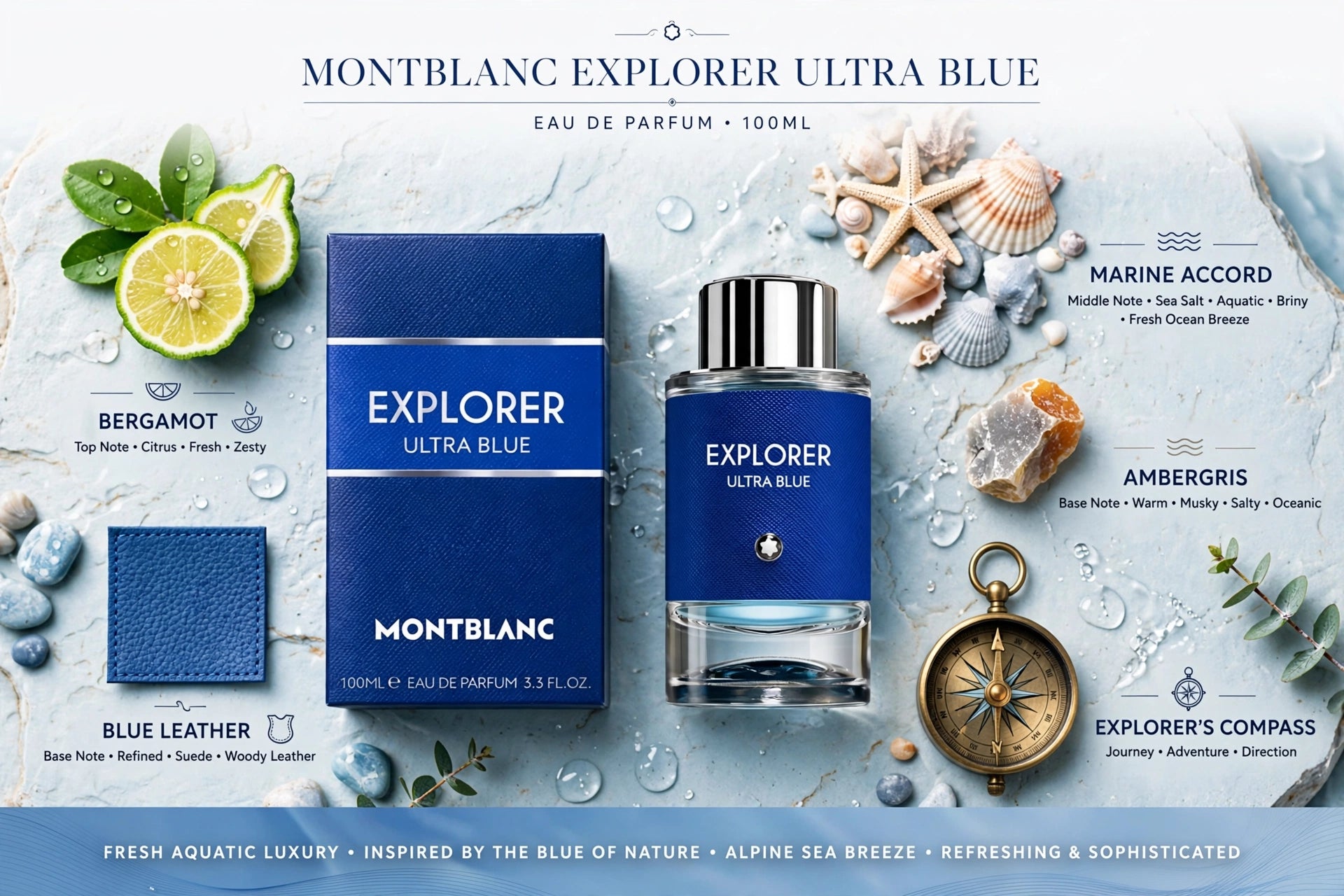 MONTBLANC Explorer Ultra Blue EDP 100ML - Perfume Cítrico Marino para Hombre